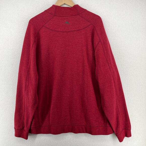 TOMMY BAHAMA Sweater Mens XL Flip Side 1/2 Zip Reversible Cotton Blend Red - Picture 3 of 16